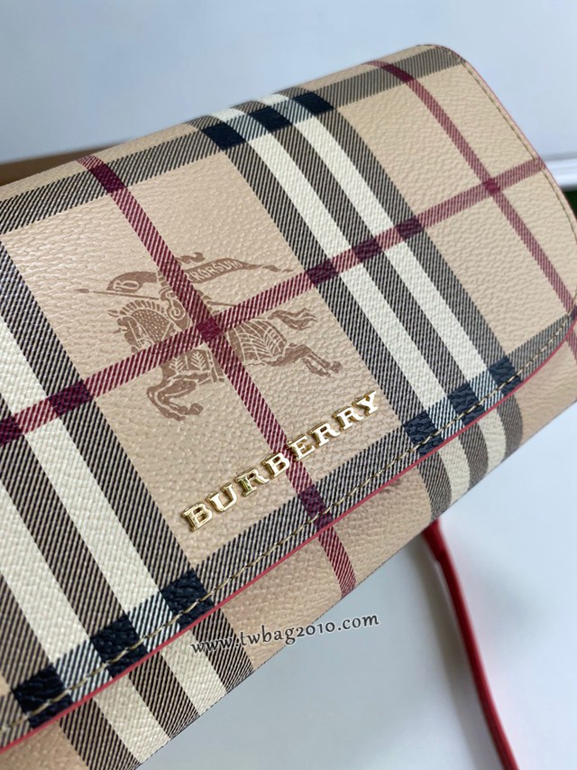 Burberry專門店新款House格紋拼皮革錢夾 巴寶莉小型手袋斜挎錢包 yxb1312